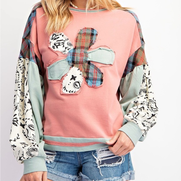 Flower Patch Mix And Match Soft Washed Crew Neck Top - Picture 1 of 4